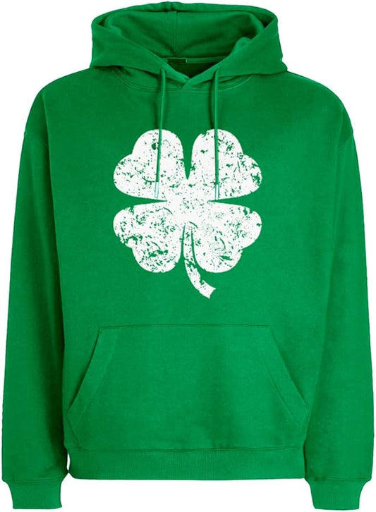 Unisex Mens Christmas Hoodie Women Patrick Day Irish Green Sweatshirt with Pocket