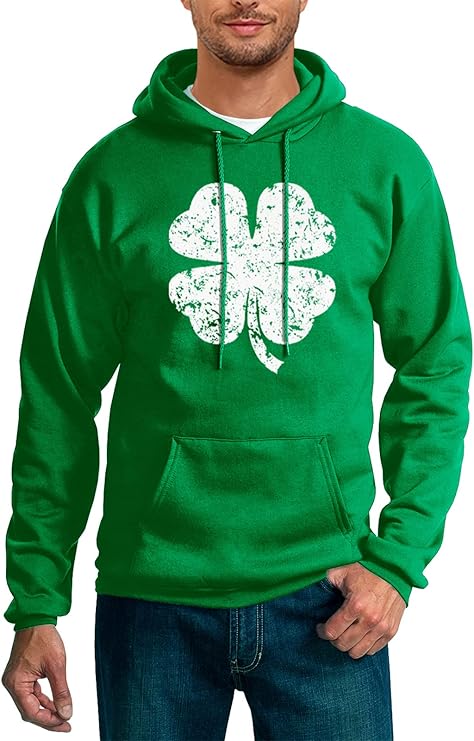 Unisex Mens Christmas Hoodie Women Patrick Day Irish Green Sweatshirt with Pocket