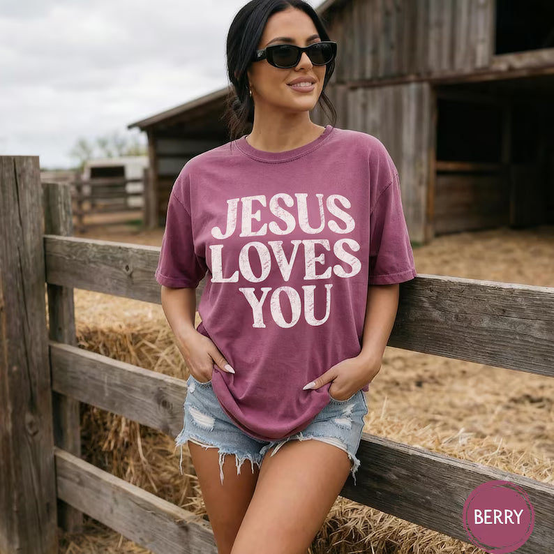 Jesus Loves You Retro Comfort Colors T-shirt