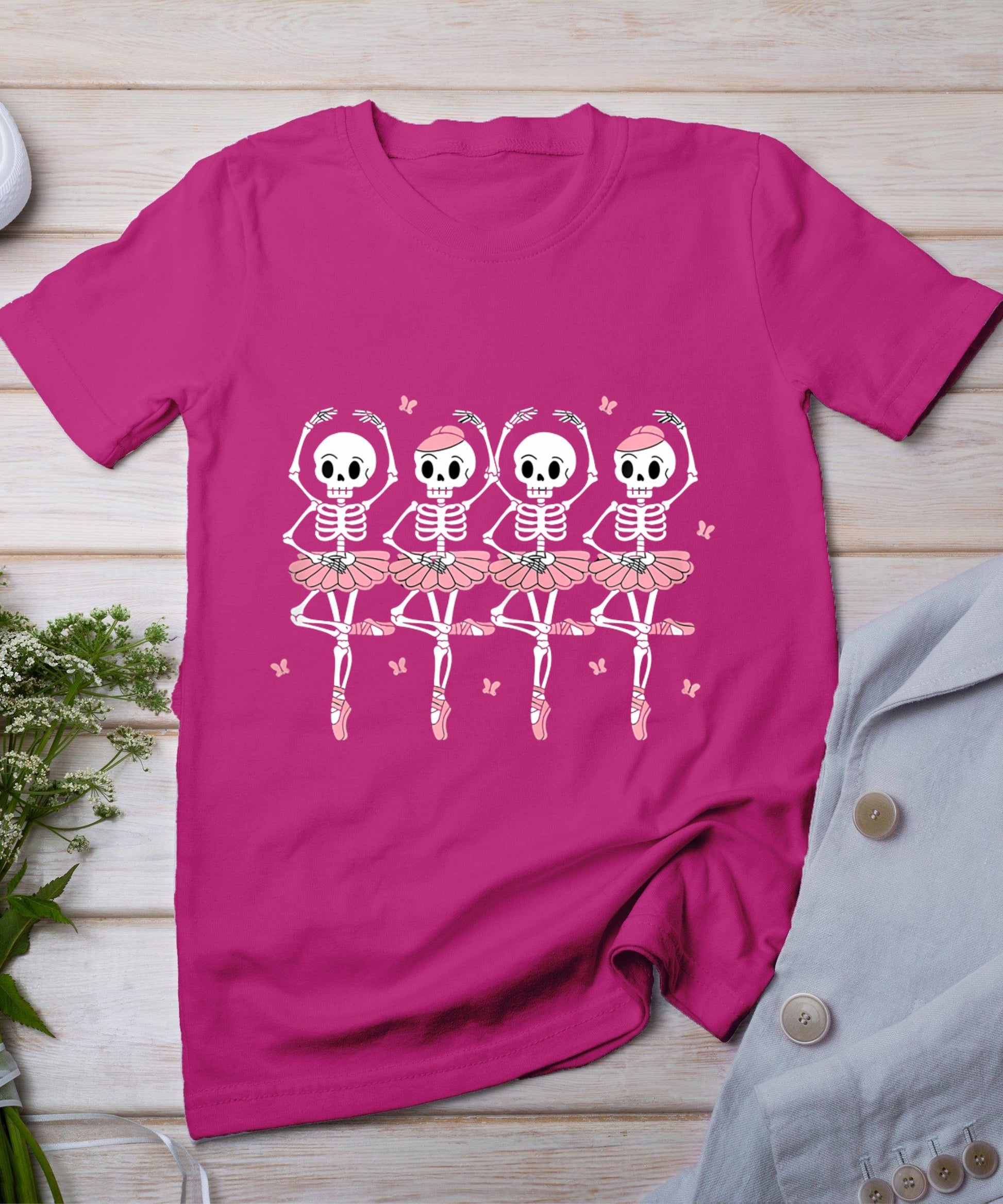 Skeleton Ballerinas Ballet Dance Cute Halloween Costume Girl T-Shirt