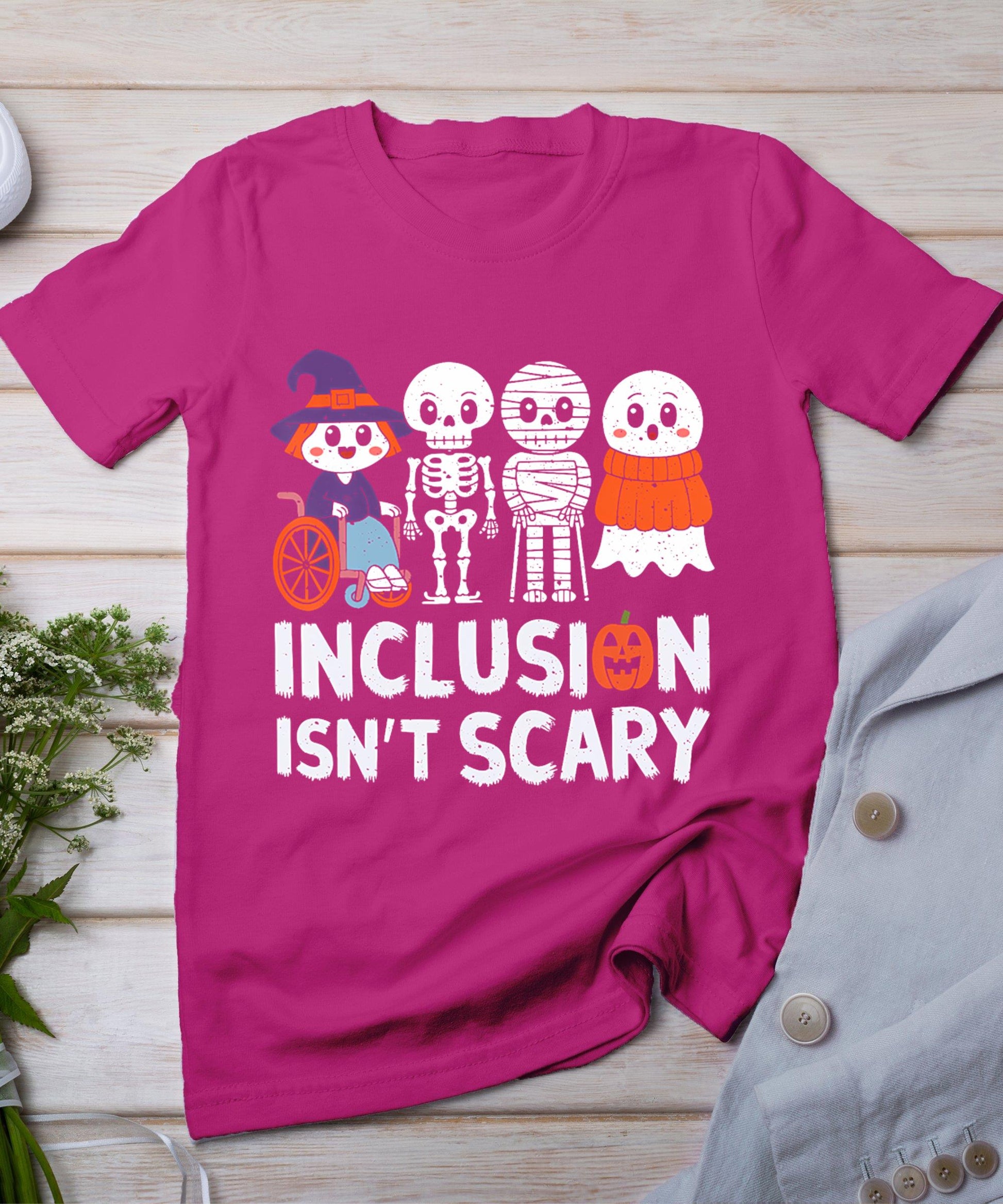 Inclusion Isn't Scary Slp Halloween Sped Teacher Ghost Mummy T-Shirt