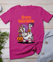 Cute Skeleton Riding Triceratops Happy Halloween Design T-Shirt