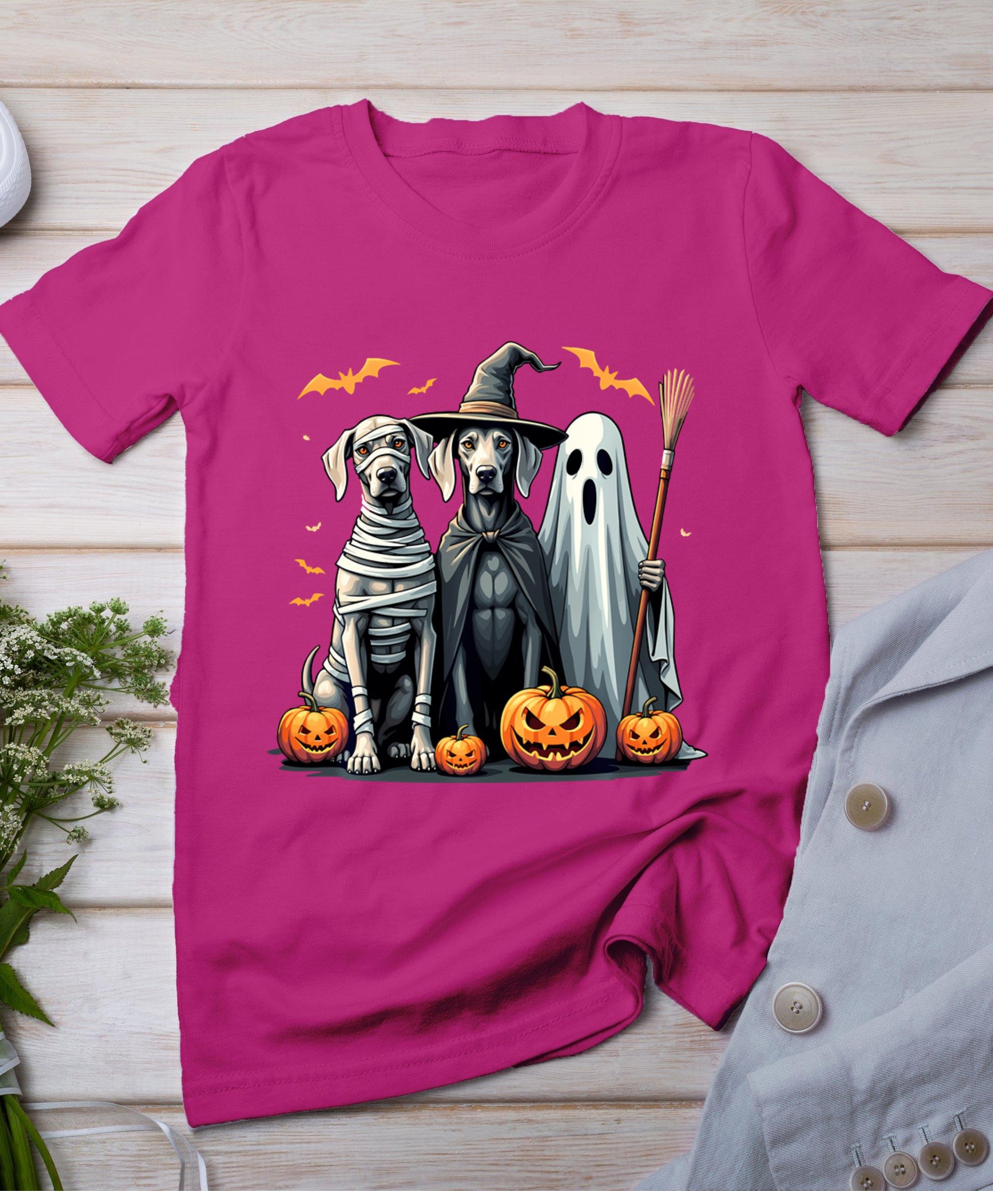 Weimaraner Halloween Costume Mummy Witch Ghost Dog Lover T-Shirt