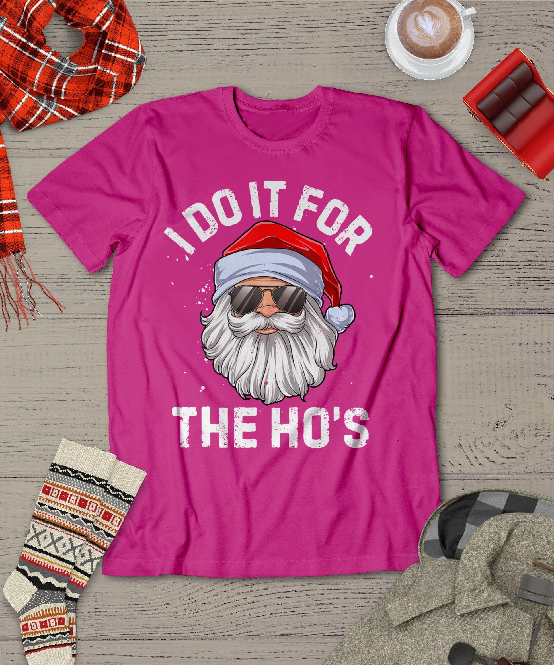 I Do It For The Ho's Funny Inappropriate Christmas Men Santa T-Shirt