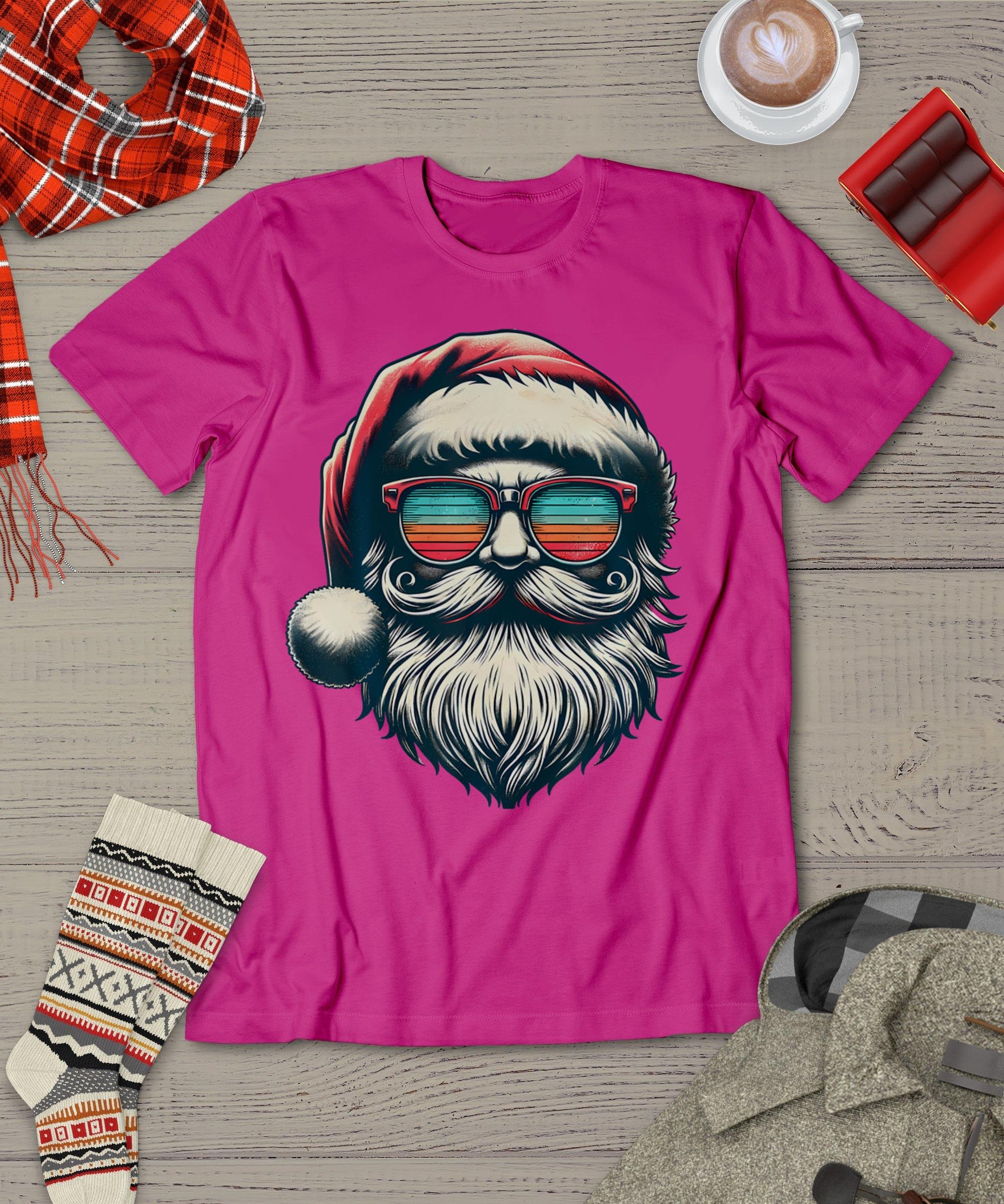 Santa Face Retro Sunglasses Christmas Xmas Men Women Kids T-Shirt