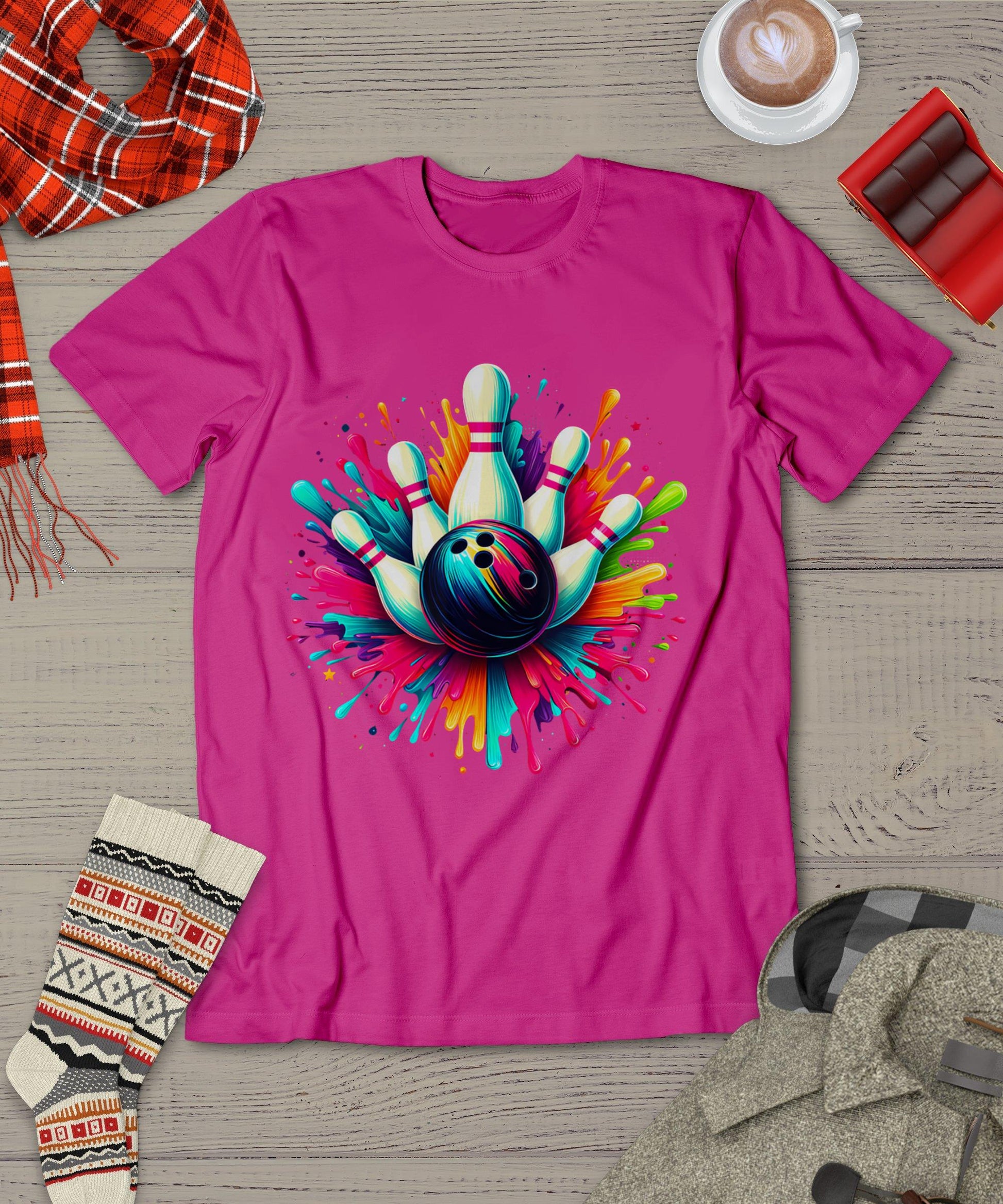 Colorful Bowling Game Day Bowling Cute Colorsplash Ball T-Shirt