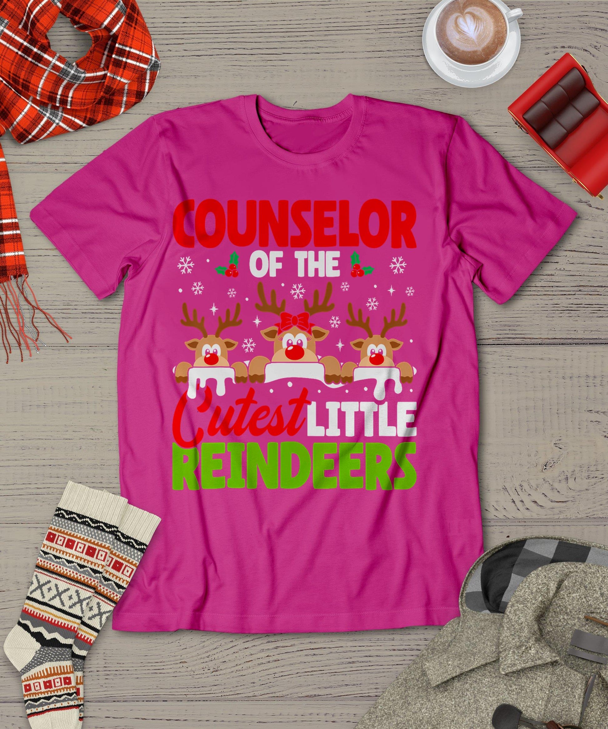 Counselor Of The Cutest Reindeers Christmas Counselor T-Shirt