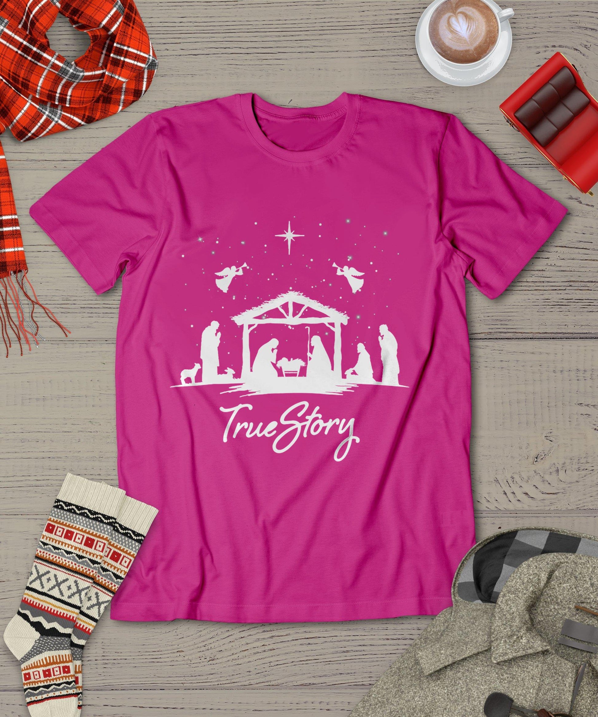 True Story Christmas Nativity Jesus Christian Men Women Kids T-Shirt