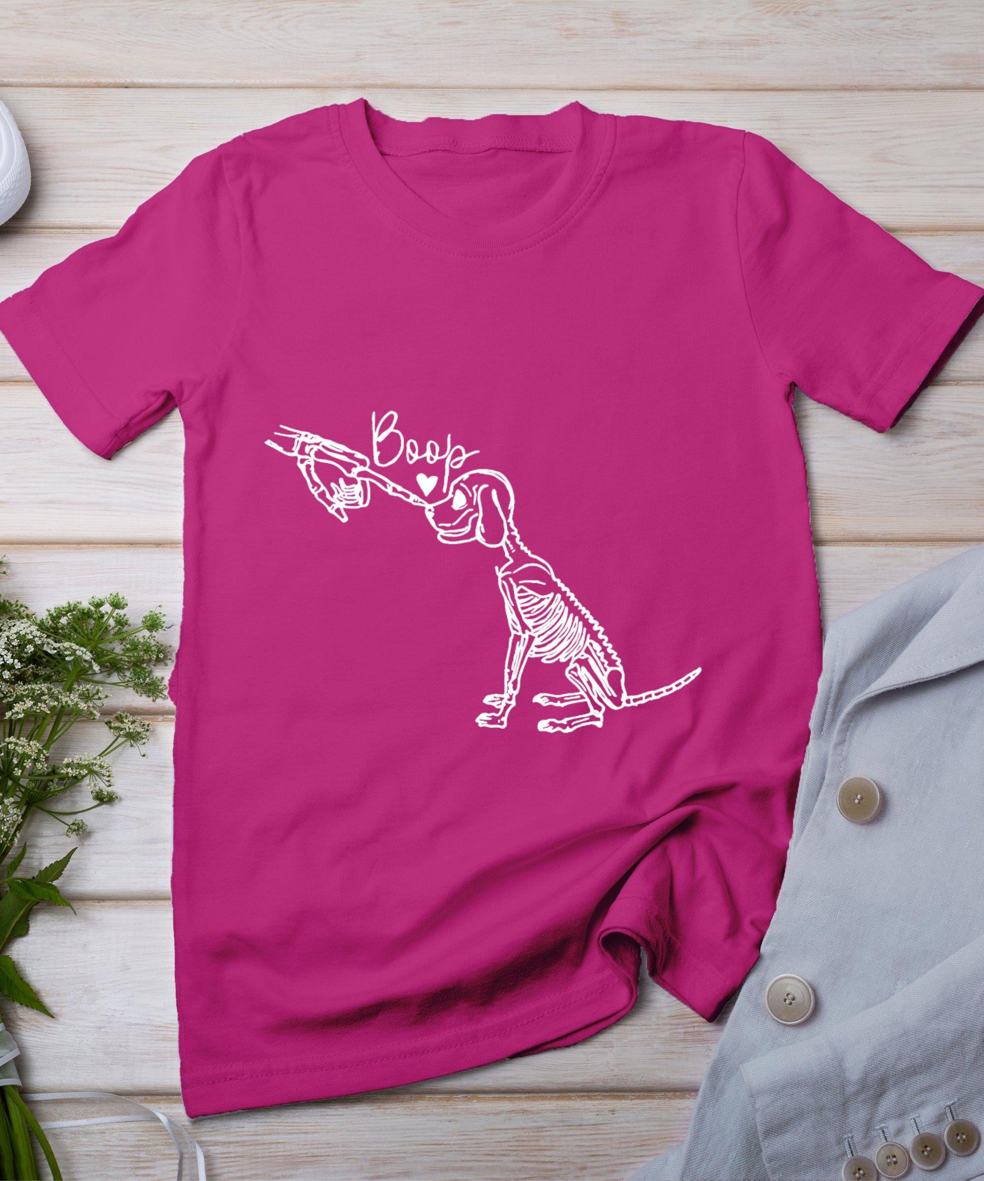 Dog Skeleton Hand Boop Funny Halloween Puppy Dog Lover Gift T-Shirt