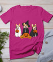 Retro Funny Ghost And Witch Corgi Dog Pumpkin Halloween Cute T-Shirt