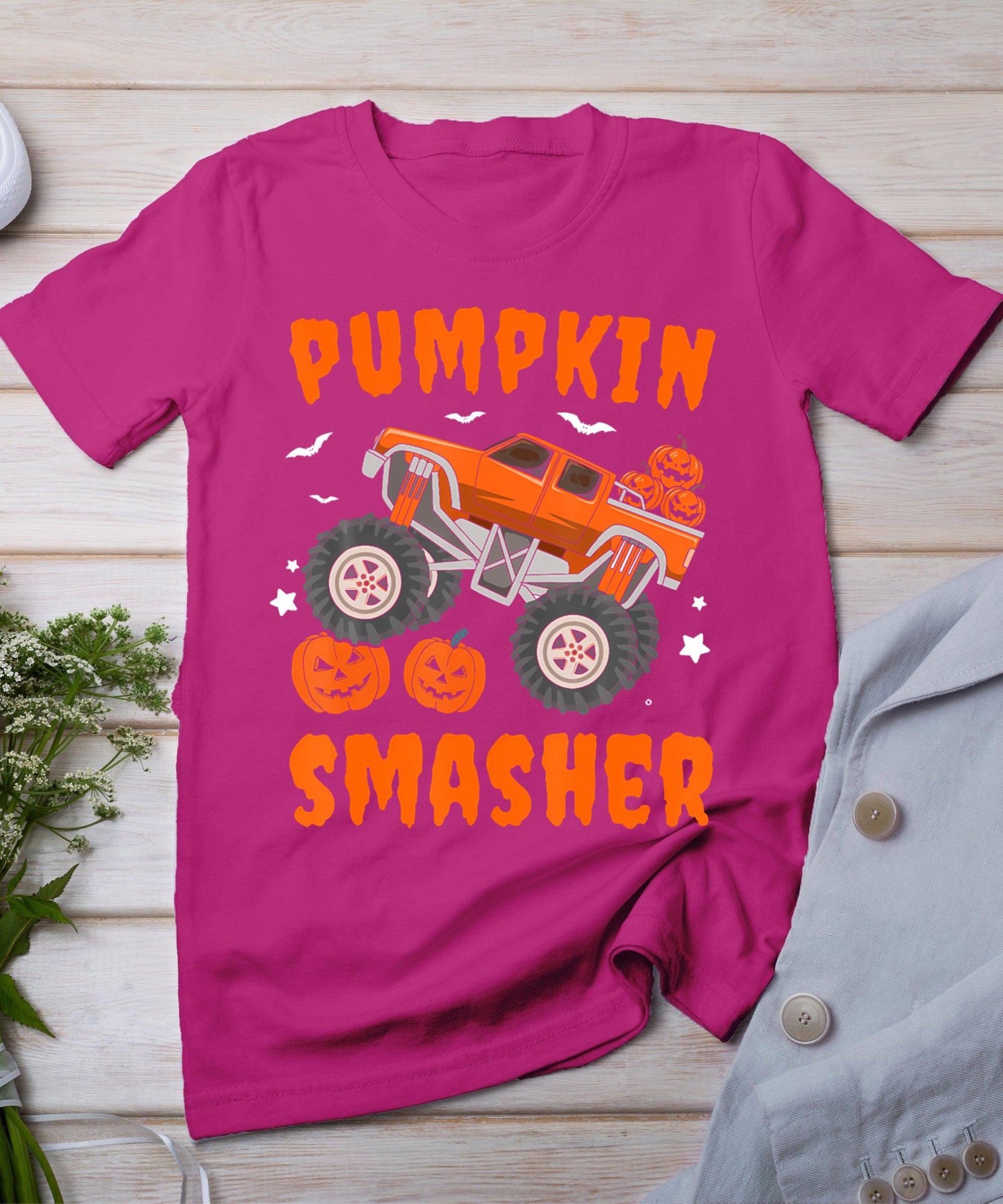 Pumpkin Smasher Toddler Halloween For Monster Truck Lover T-Shirt