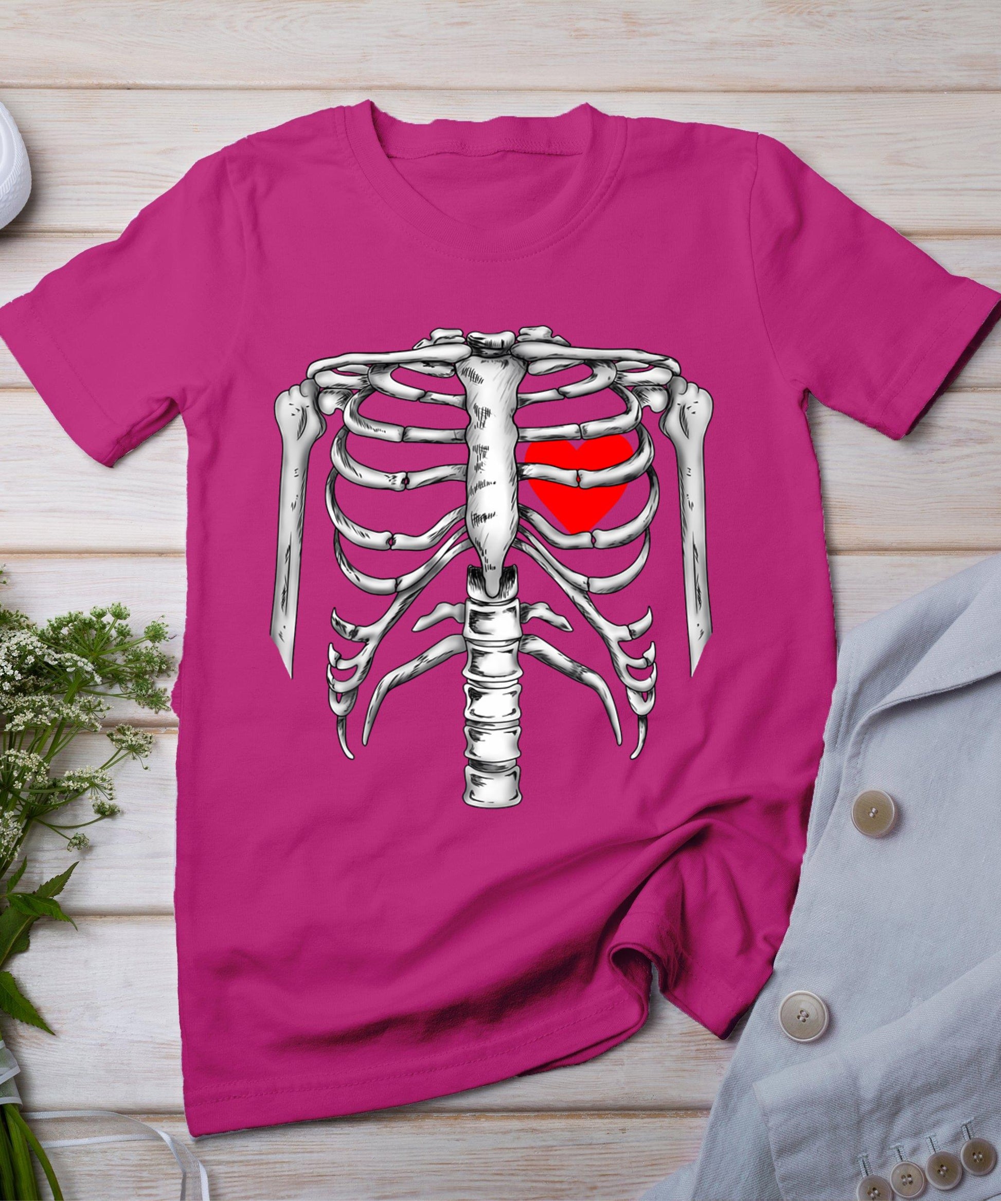 Skeleton Rib Cage Heart Xray Halloween Easy Costume T-Shirt