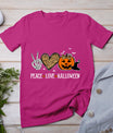 Peace Love Halloween Happy Halloween Pumpkin Leopard Heart T-Shirt