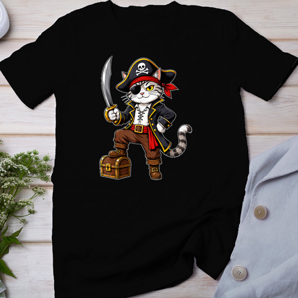 Pirate Cat Cute Halloween Costume Funny Graphic T-Shirt
