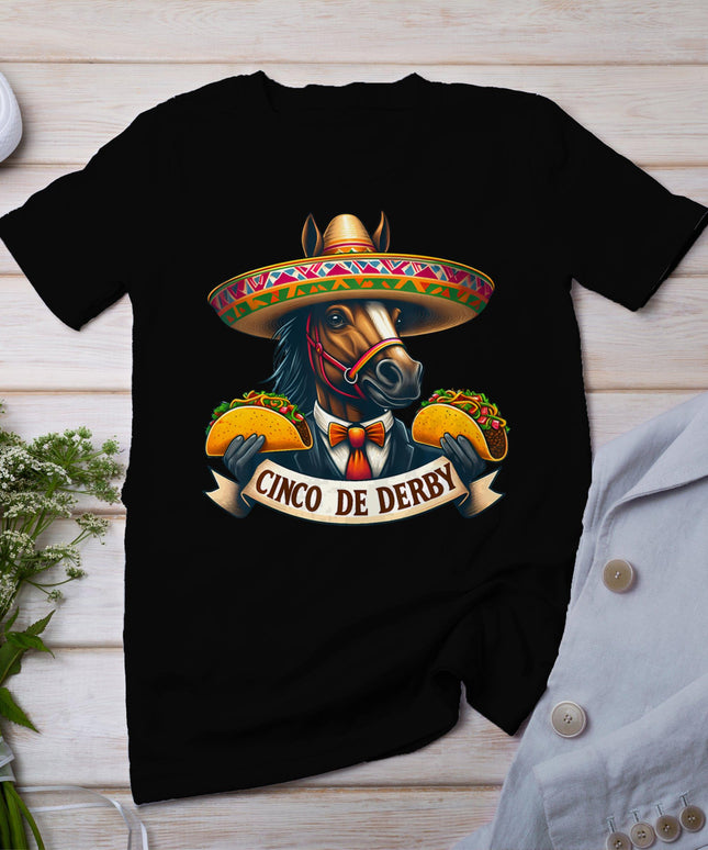 Funny Taco Horse Racing Vintage Cinco De Derby Horse T-Shirt