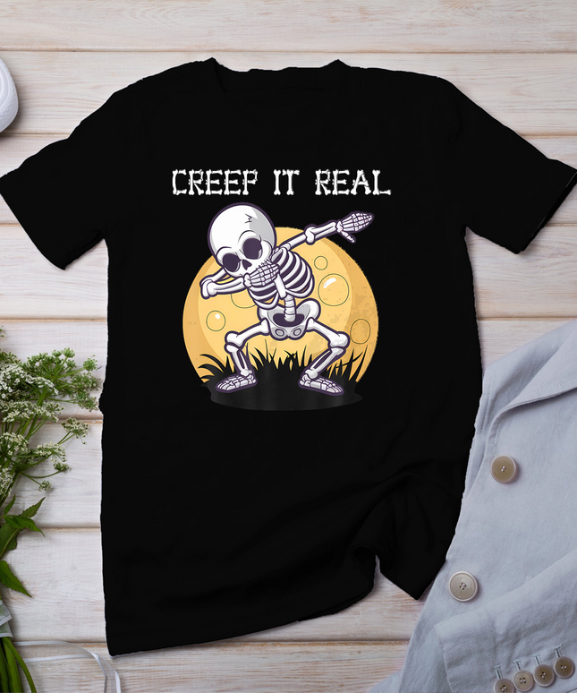 Creep It Real Dabbing Skeleton Dance Halloween T-Shirt