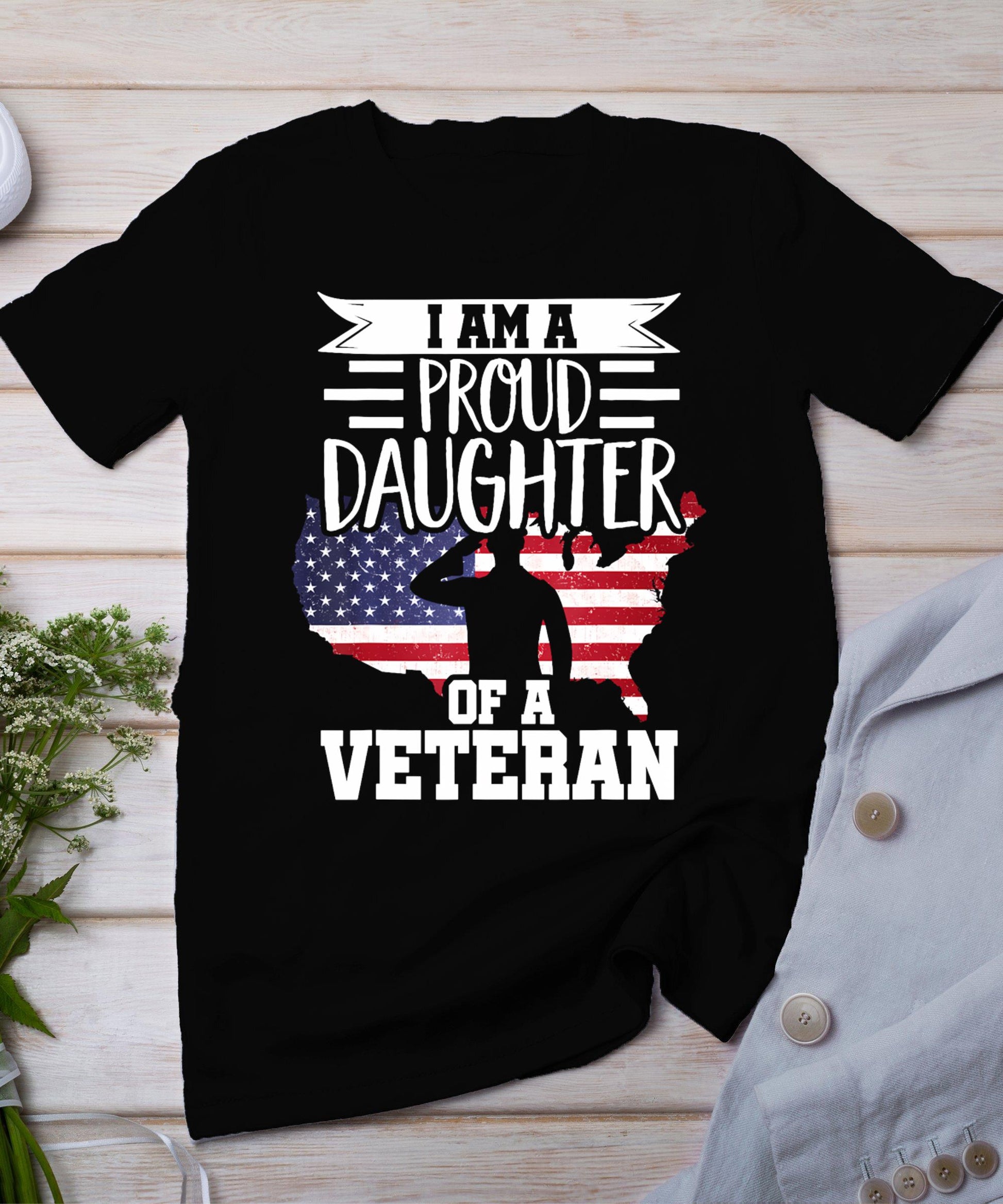 Proud Daughter Veteran Nothing Scares Patriotic Veterans Day T-Shirt