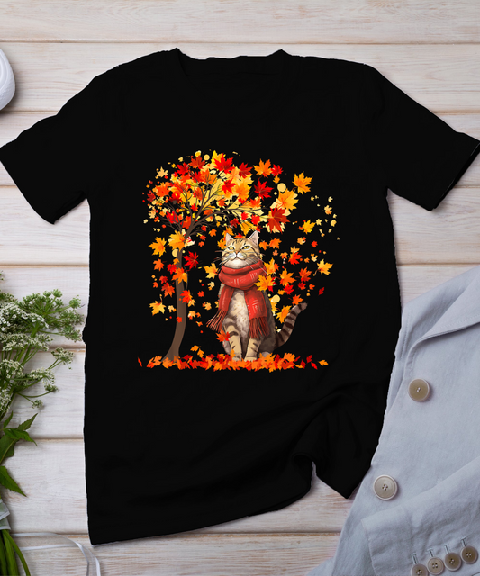 It's Fall Y'All Cat Leaf Fall Tree Hello Autumn Thanksgiving T-Shirt