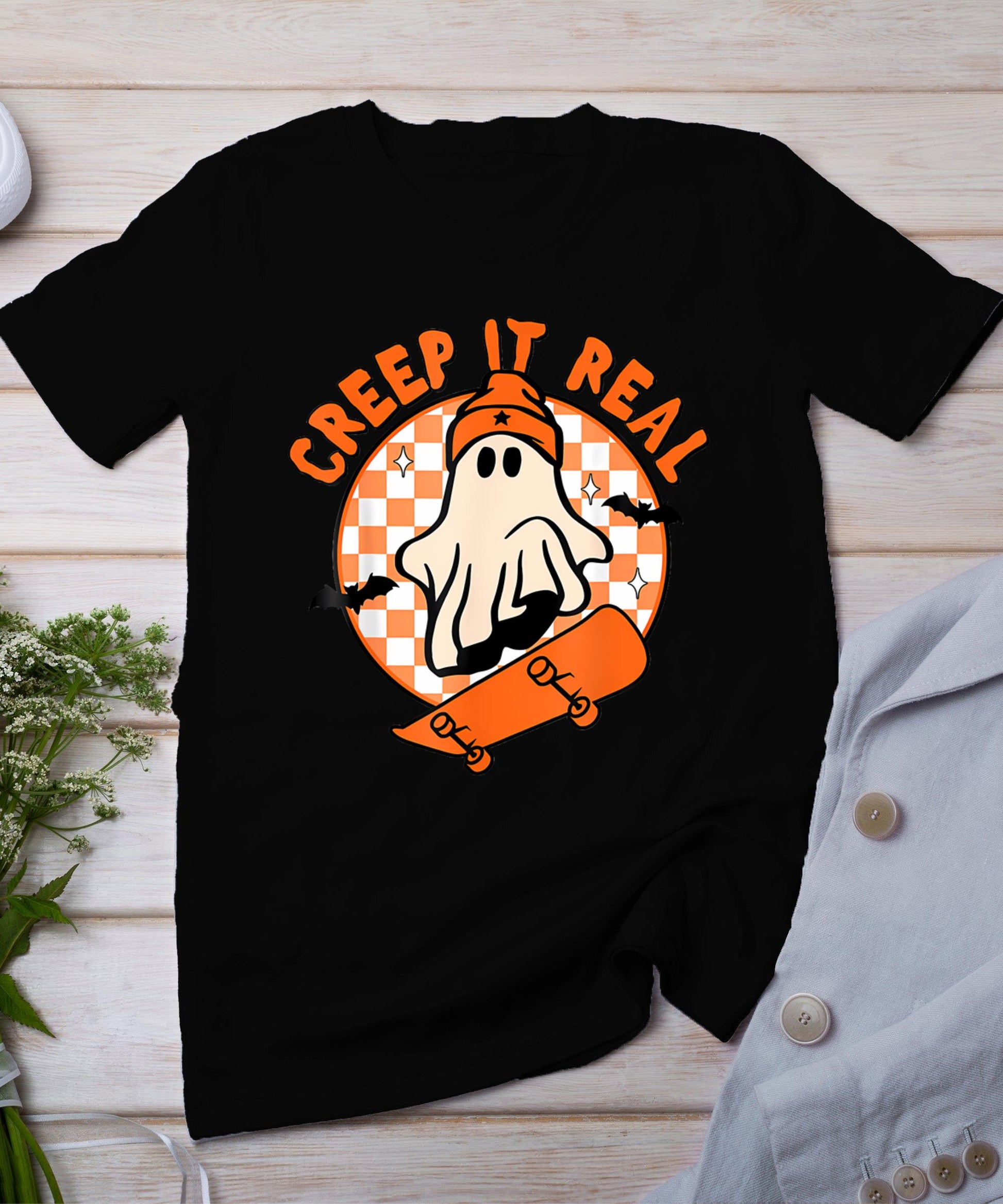 Vintage Retro Halloween Creep It Real Ghost Boy Fall Season T-Shirt