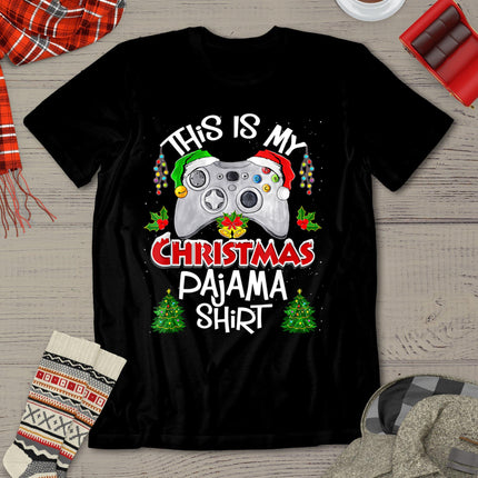 This Is My Christmas Pajama Santa Hat Gamer Video Games T-Shirt