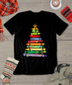 Teacher Christmas Tshirt Crayon Tree Light Gifts Student T-Shirt