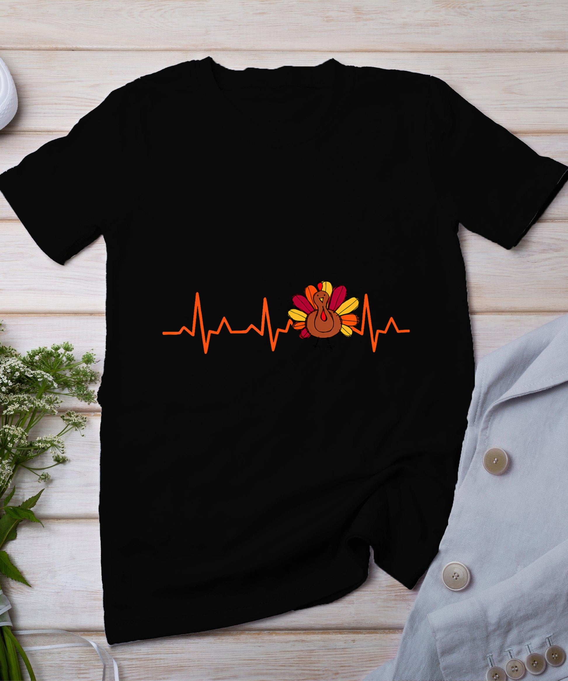 Ekg Heartbeat Turkey Nurse Nursing School Fall Thanksgiving T-Shirt