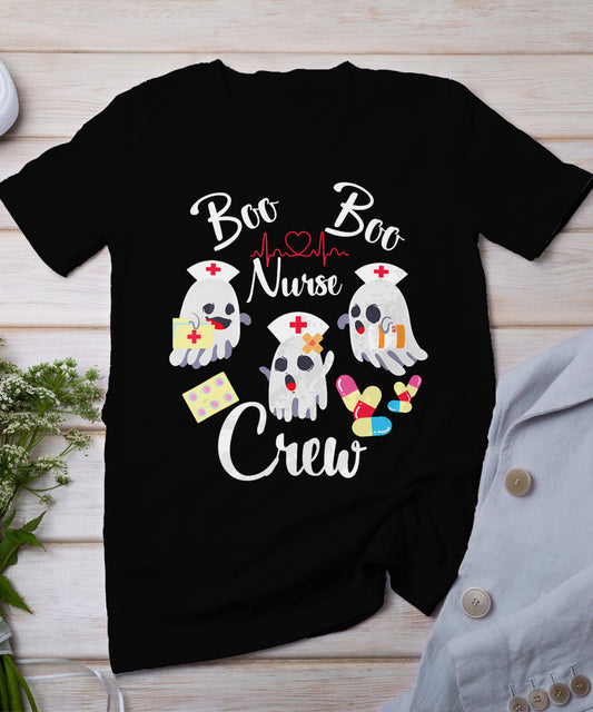 Boo Boo Crew Nurse Ghost Costume Funny Halloween Gift T-Shirt