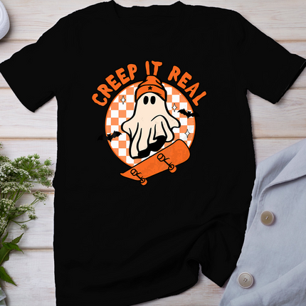 Vintage Retro Halloween Creep It Real Ghost Boy Fall Season T-Shirt