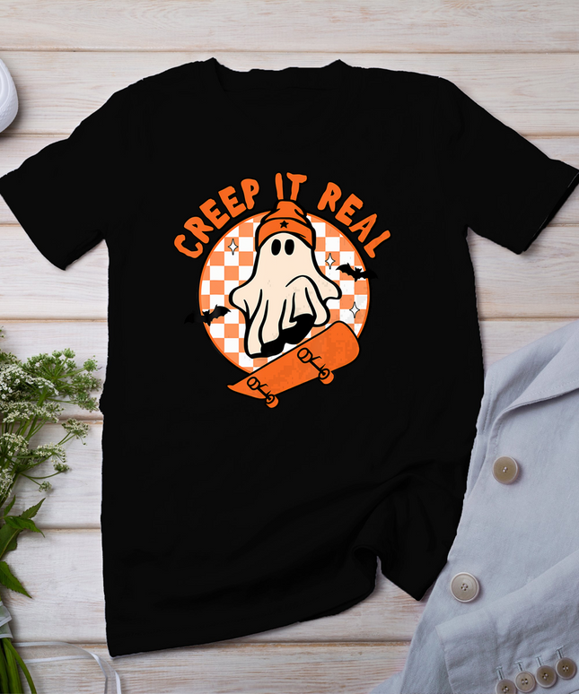 Vintage Retro Halloween Creep It Real Ghost Boy Fall Season T-Shirt