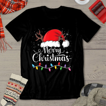 Merry Christmas Red Santa Hat Reindeer Xmas Family Men Women T-Shirt