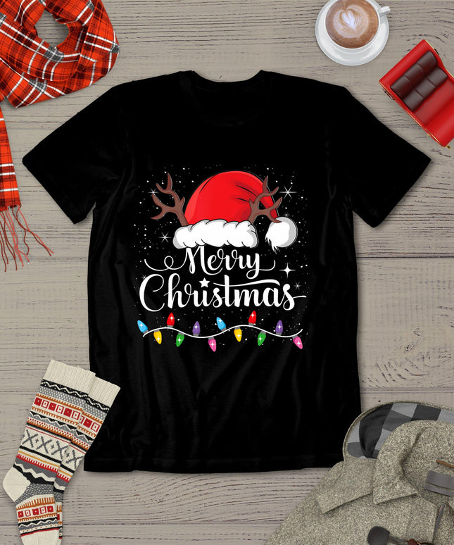 Merry Christmas Red Santa Hat Reindeer Xmas Family Men Women T-Shirt