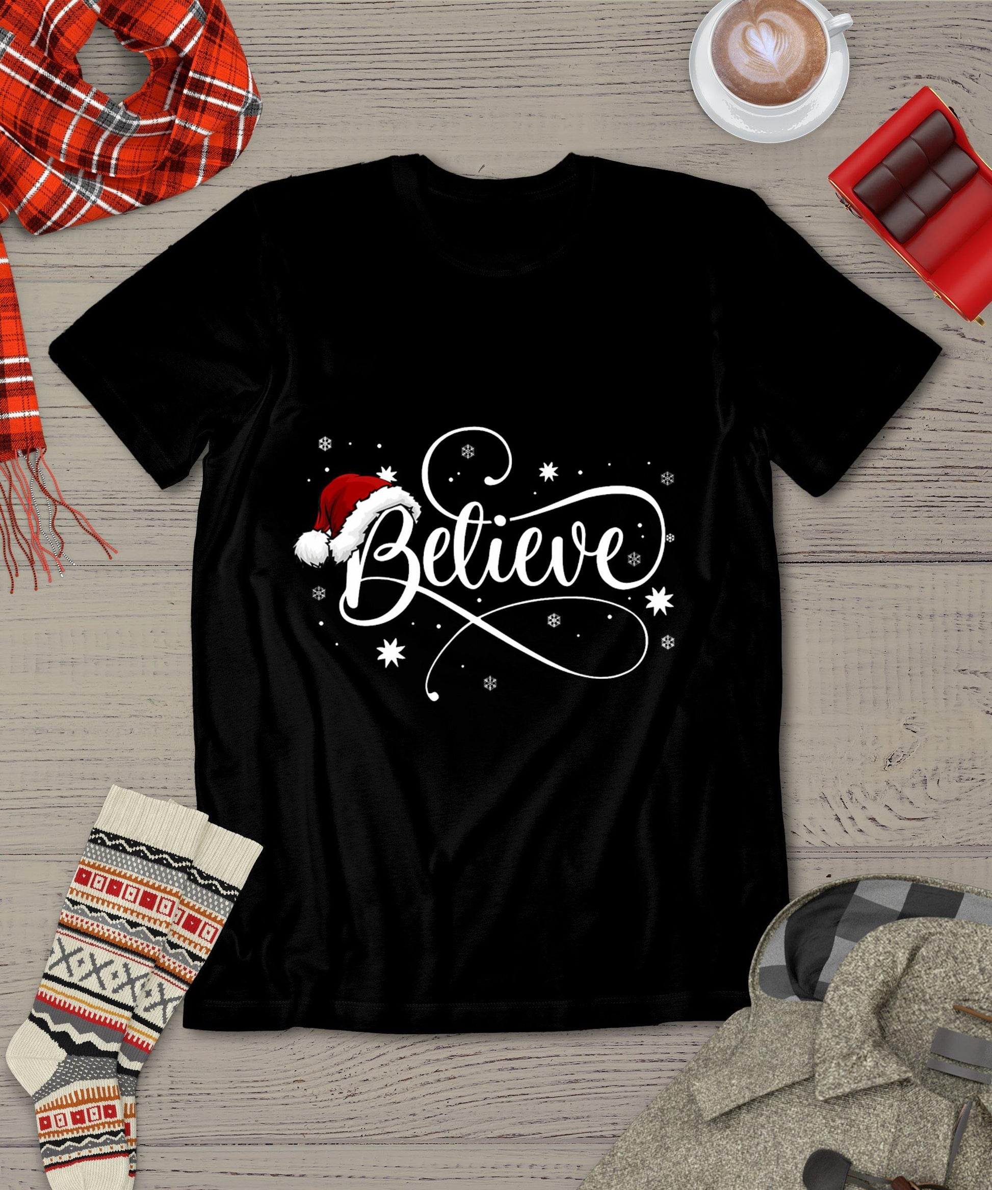 Christmas Shirt - Believe Santa Claus Believe Christmas Kids T-Shirt