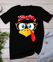 Thanksgiving Turkey Face Leopard Print Glasses Women Girls T-Shirt