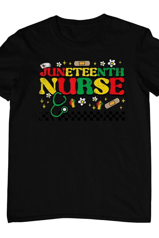 Juneteenth Nurse Groovy Retro African Scrub Top Black Women T-Shirt