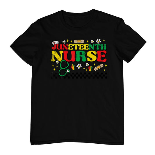 Juneteenth Nurse Groovy Retro African Scrub Top Black Women T-Shirt