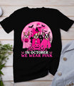 Ghost And Witch Boston Terrier Dog In October We Wear Pink T-Shirt