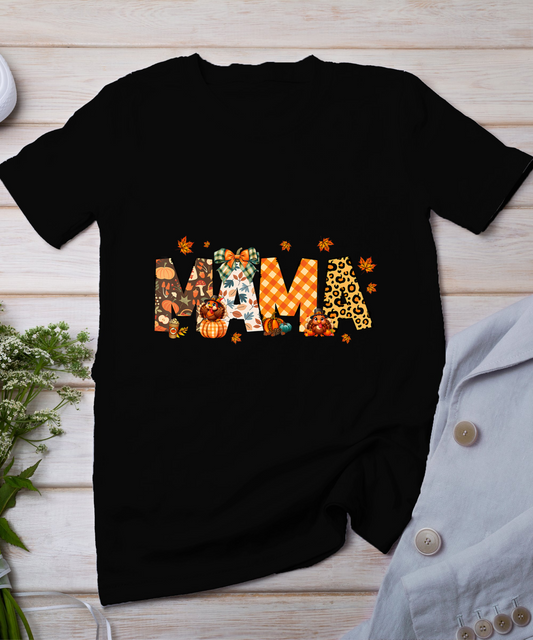 Mama Thanksgiving Mom Fall Pumpkins Season Retro T-Shirt