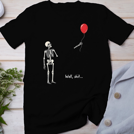 Well Skeleton Holding Balloon Gothic Halloween T-Shirt