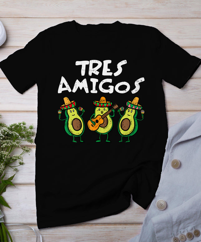 Tres Amigos Avocados Guac Cinco De Mayo Fiesta Mexican Vegan T-Shirt
