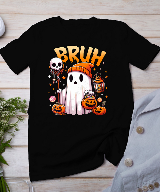 Bruh Ghost Halloween Cute Ghost Trick Or Treat Candy Halloween T-Shirt
