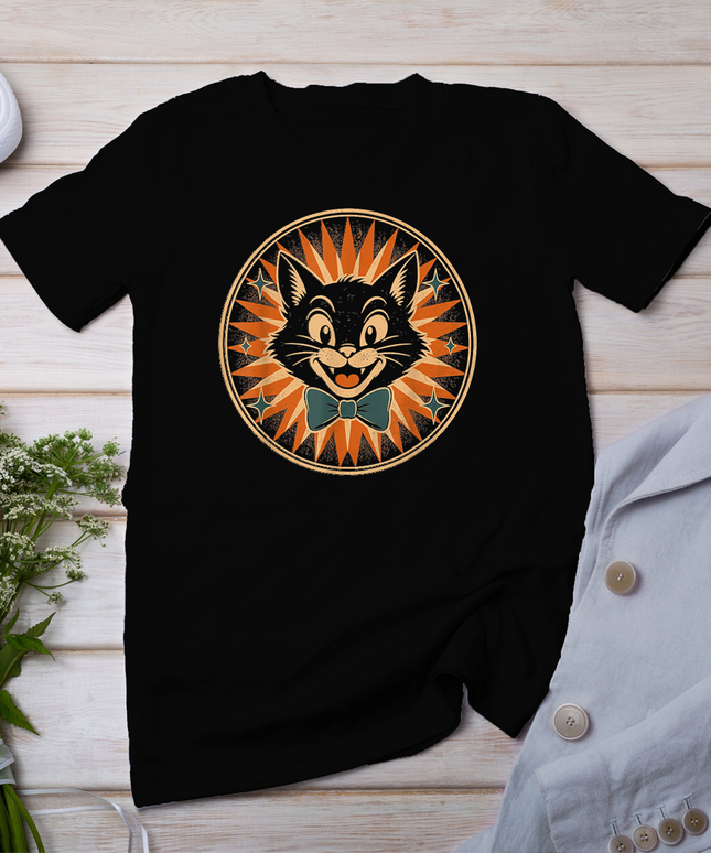 Vintage Halloween Black Cat 1950s Retro T-Shirt