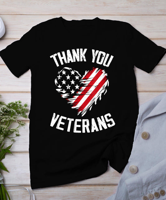 Thank You Veterans Patriotic American Flag Veterans Day 2024 T-Shirt