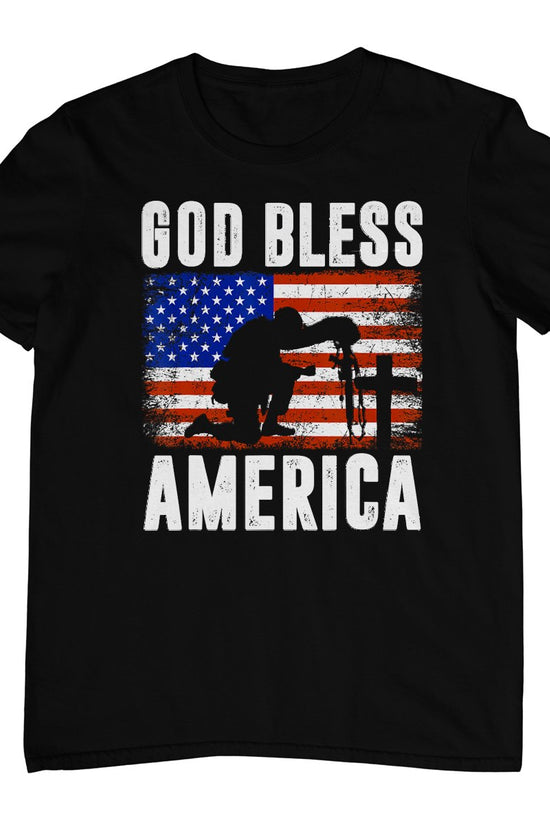 God Bless America 4th Of July Usa Flag Patriotic Christian T-Shirt