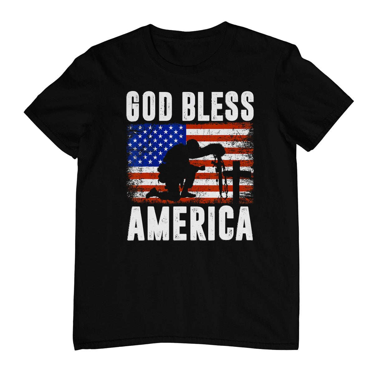 God Bless America 4th Of July Usa Flag Patriotic Christian T-Shirt