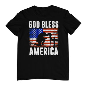 God Bless America 4th Of July Usa Flag Patriotic Christian T-Shirt