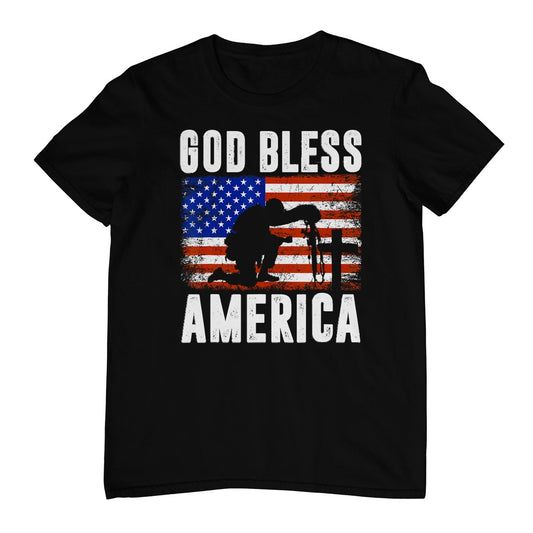 God Bless America 4th Of July Usa Flag Patriotic Christian T-Shirt