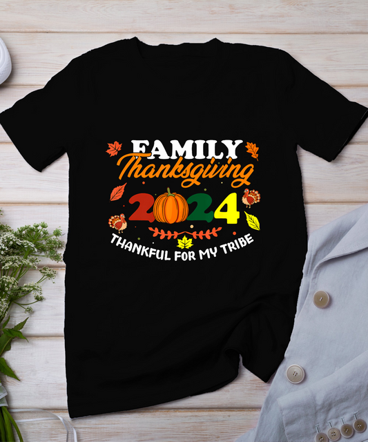 Family Thanksgiving 2024 Thankful For My Tribe Group Autumn T-Shirt