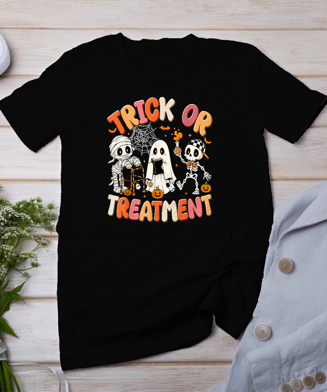 Trick or Treatment PT Physical Therapy Ghost Halloween 2026 T-Shirt
