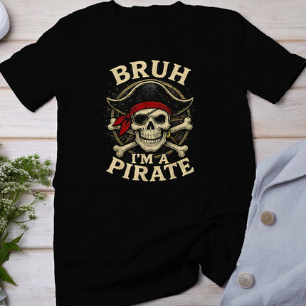 Bruh I'm a Pirate Lazy Pirate Skull Costume Halloween T-Shirt
