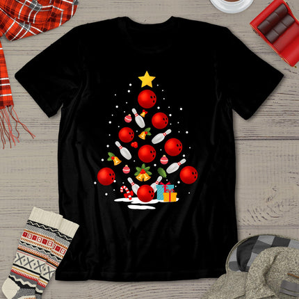 Funny Bowling Christmas Tree Lights Xmas Gifts For Men Women T-Shirt